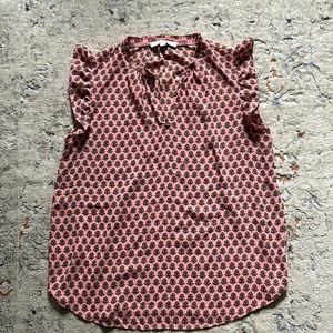 Women’s LOFT pink patterned blouse.